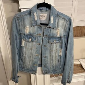 Love Tree Light Blue Distressed Jean Jacket